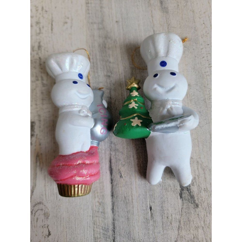 Pillsbury Doughboy‎ 1998 Christmas cookies icing cupcake glitter ornament Xmas